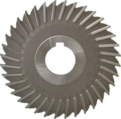 Made in USA - 4" Blade Diam x 9/64" Blade Thickness, 1" Hole, 36 Teeth, High Speed Steel Side Chip Saw - Straight Tooth, Arbor Connection, Right Hand Cut, Uncoated, with Keyway - Exact Tooling