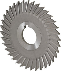 Made in USA - 4" Blade Diam x 5/32" Blade Thickness, 1" Hole, 36 Teeth, High Speed Steel Side Chip Saw - Straight Tooth, Arbor Connection, Right Hand Cut, Uncoated, with Keyway - Exact Tooling