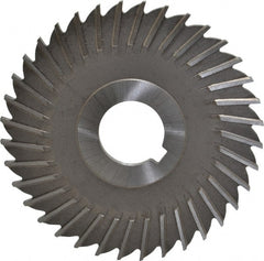 Made in USA - 4" Blade Diam x 11/64" Blade Thickness, 1" Hole, 36 Teeth, High Speed Steel Side Chip Saw - Straight Tooth, Arbor Connection, Right Hand Cut, Uncoated, with Keyway - Exact Tooling