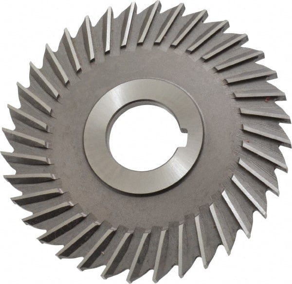 Made in USA - 4" Blade Diam x 7/32" Blade Thickness, 1" Hole, 36 Teeth, High Speed Steel Side Chip Saw - Straight Tooth, Arbor Connection, Right Hand Cut, Uncoated, with Keyway - Exact Tooling