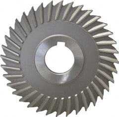 Made in USA - 4" Blade Diam x 1/4" Blade Thickness, 1" Hole, 36 Teeth, High Speed Steel Side Chip Saw - Straight Tooth, Arbor Connection, Right Hand Cut, Uncoated, with Keyway - Exact Tooling