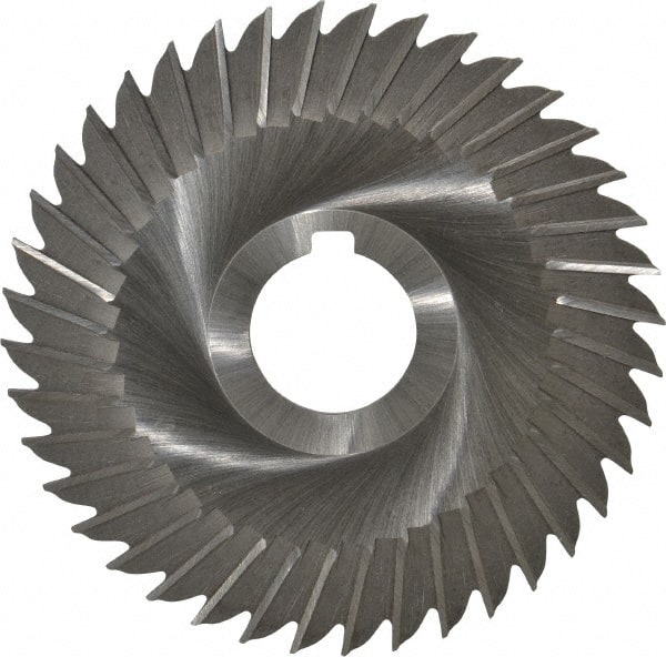 Made in USA - 5" Blade Diam x 3/32" Blade Thickness, 1-1/4" Hole, 40 Teeth, High Speed Steel Side Chip Saw - Straight Tooth, Arbor Connection, Right Hand Cut, Uncoated, with Keyway - Exact Tooling