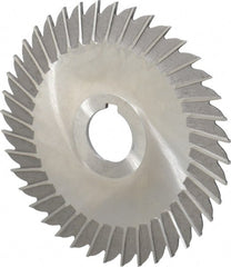 Made in USA - 5" Blade Diam x 3/32" Blade Thickness, 1" Hole, 40 Teeth, High Speed Steel Side Chip Saw - Straight Tooth, Arbor Connection, Right Hand Cut, Uncoated, with Keyway - Exact Tooling