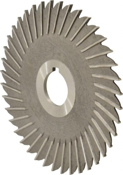 Made in USA - 5" Blade Diam x 1/8" Blade Thickness, 1" Hole, 40 Teeth, High Speed Steel Side Chip Saw - Straight Tooth, Arbor Connection, Right Hand Cut, Uncoated, with Keyway - Exact Tooling