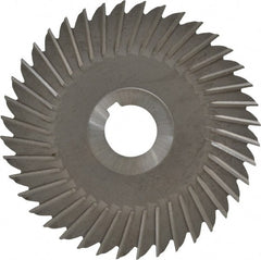 Made in USA - 5" Blade Diam x 5/32" Blade Thickness, 1" Hole, 40 Teeth, High Speed Steel Side Chip Saw - Straight Tooth, Arbor Connection, Right Hand Cut, Uncoated, with Keyway - Exact Tooling