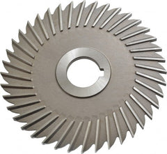 Made in USA - 5" Blade Diam x 3/16" Blade Thickness, 1" Hole, 40 Teeth, High Speed Steel Side Chip Saw - Straight Tooth, Arbor Connection, Right Hand Cut, Uncoated, with Keyway - Exact Tooling