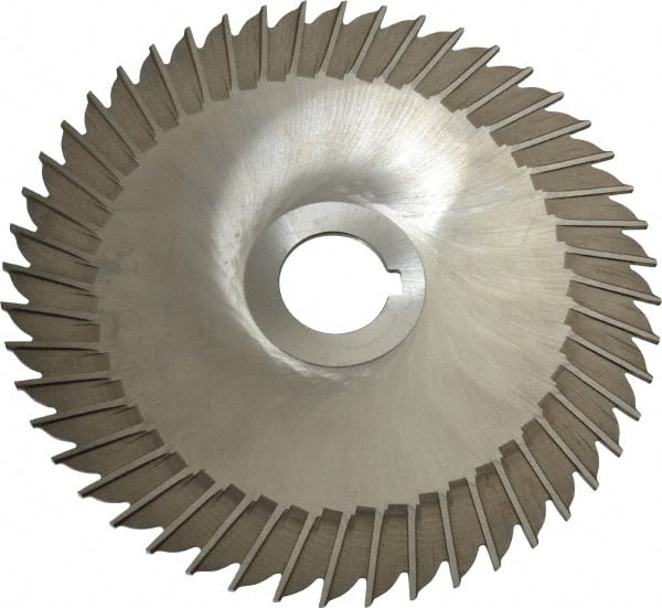 Made in USA - 6" Blade Diam x 3/32" Blade Thickness, 1" Hole, 48 Teeth, High Speed Steel Side Chip Saw - Straight Tooth, Arbor Connection, Right Hand Cut, Uncoated, with Keyway - Exact Tooling