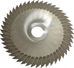 Made in USA - 6" Blade Diam x 3/32" Blade Thickness, 1" Hole, 48 Teeth, High Speed Steel Side Chip Saw - Straight Tooth, Arbor Connection, Right Hand Cut, Uncoated, with Keyway - Exact Tooling