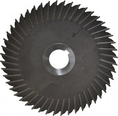 Made in USA - 6" Blade Diam x 1/8" Blade Thickness, 1" Hole, 48 Teeth, High Speed Steel Side Chip Saw - Straight Tooth, Arbor Connection, Right Hand Cut, Uncoated, with Keyway - Exact Tooling
