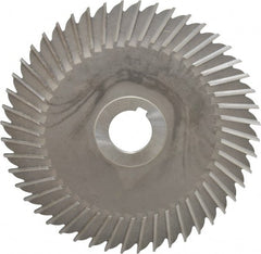 Made in USA - 6" Blade Diam x 5/32" Blade Thickness, 1" Hole, 48 Teeth, High Speed Steel Side Chip Saw - Straight Tooth, Arbor Connection, Right Hand Cut, Uncoated, with Keyway - Exact Tooling
