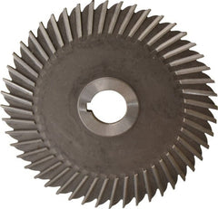 Made in USA - 6" Blade Diam x 3/16" Blade Thickness, 1" Hole, 48 Teeth, High Speed Steel Side Chip Saw - Straight Tooth, Arbor Connection, Right Hand Cut, Uncoated, with Keyway - Exact Tooling