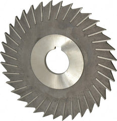 Made in USA - 6" Blade Diam x 3/16" Blade Thickness, 1-1/4" Hole, 48 Teeth, High Speed Steel Side Chip Saw - Straight Tooth, Arbor Connection, Right Hand Cut, Uncoated, with Keyway - Exact Tooling