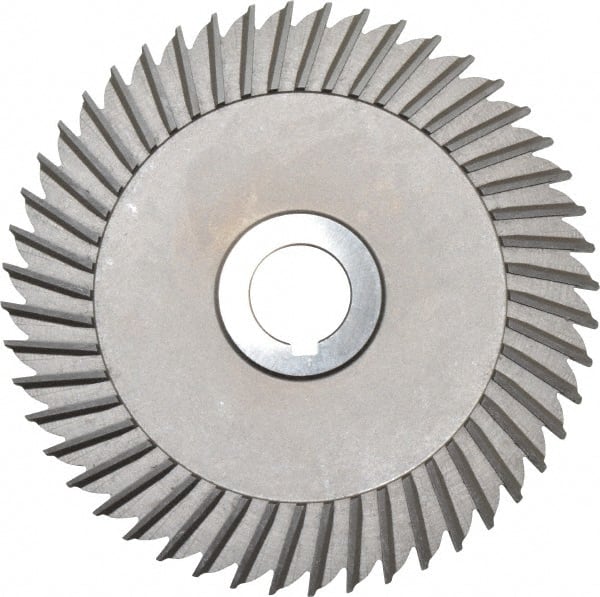 Made in USA - 6" Blade Diam x 1/4" Blade Thickness, 1" Hole, 48 Teeth, High Speed Steel Side Chip Saw - Straight Tooth, Arbor Connection, Right Hand Cut, Uncoated, with Keyway - Exact Tooling
