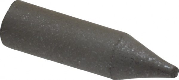 Made in USA - 9/32" Max Diam x 1" Long, Cone, Rubberized Point - Medium Grade, Silicon Carbide, 1/16" Arbor Hole, Unmounted - Exact Tooling