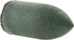 Made in USA - 7/8" Max Diam x 1-3/4" Long, Cone, Rubberized Point - Coarse Grade, Silicon Carbide, 1/4" Arbor Hole, Unmounted - Exact Tooling