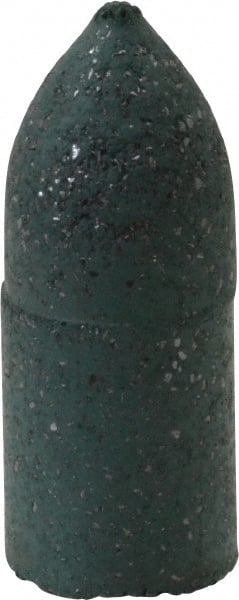 Made in USA - 3/8" Max Diam x 1" Long, Cone, Rubberized Point - Coarse Grade, Silicon Carbide, 1/8" Arbor Hole, Unmounted - Exact Tooling