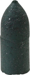 Made in USA - 3/8" Max Diam x 1" Long, Cone, Rubberized Point - Coarse Grade, Silicon Carbide, 1/8" Arbor Hole, Unmounted - Exact Tooling