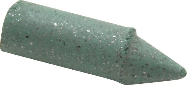 Made in USA - 9/32" Max Diam x 1" Long, Cone, Rubberized Point - Coarse Grade, Silicon Carbide, 1/16" Arbor Hole, Unmounted - Exact Tooling