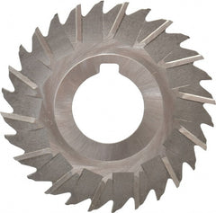 Made in USA - 3" Blade Diam x 1/16" Blade Thickness, 1" Hole, 28 Teeth, High Speed Steel Side Chip Saw - Staggered Tooth, Arbor Connection, Right Hand Cut, Uncoated, with Keyway - Exact Tooling