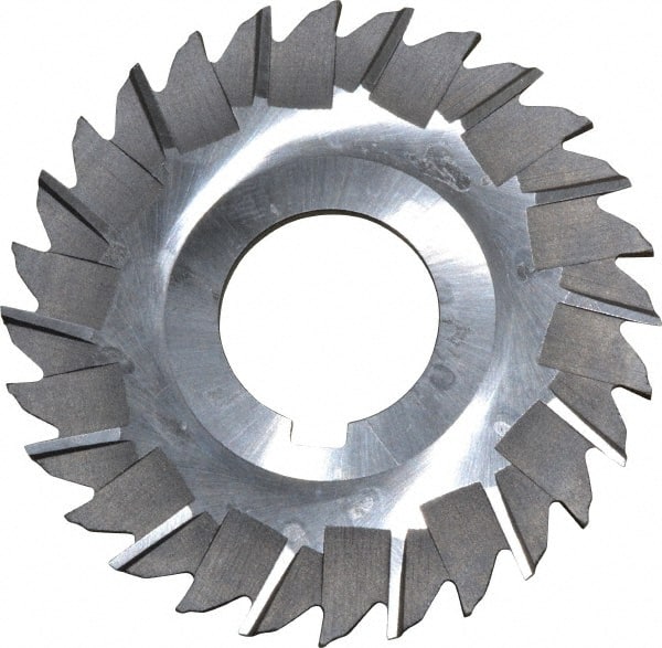 Made in USA - 3" Blade Diam x 3/32" Blade Thickness, 1" Hole, 28 Teeth, High Speed Steel Side Chip Saw - Staggered Tooth, Arbor Connection, Right Hand Cut, Uncoated, with Keyway - Exact Tooling