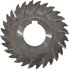 Made in USA - 3" Blade Diam x 1/8" Blade Thickness, 1" Hole, 28 Teeth, High Speed Steel Side Chip Saw - Staggered Tooth, Arbor Connection, Right Hand Cut, Uncoated, with Keyway - Exact Tooling