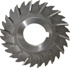 Made in USA - 3" Blade Diam x 5/32" Blade Thickness, 1" Hole, 28 Teeth, High Speed Steel Side Chip Saw - Staggered Tooth, Arbor Connection, Right Hand Cut, Uncoated, with Keyway - Exact Tooling