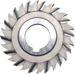 Made in USA - 3" Blade Diam x 1/4" Blade Thickness, 1" Hole, 28 Teeth, High Speed Steel Side Chip Saw - Staggered Tooth, Arbor Connection, Right Hand Cut, Uncoated, with Keyway - Exact Tooling