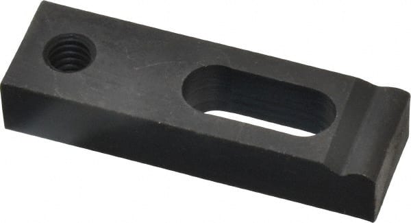 Gibraltar - 1/4" Stud, Medium Carbon Steel, Strap Clamp - 1/2" Travel, 2" OAL x 5/8" Wide x 3/8" High, Black Oxide Finish, Radius Nose - Exact Tooling