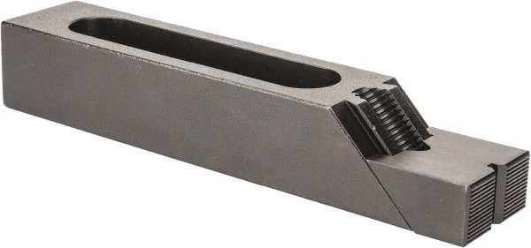 Gibraltar - 7-1/8" OAL x 1-1/2" Overall Width, Standard Grip Nose, Steel Manual Edge Clamp - Black Oxide Coating, 1-1/4" High, 1/2" Socket Cap Screw Slot, 3-5/16" Travel - Exact Tooling