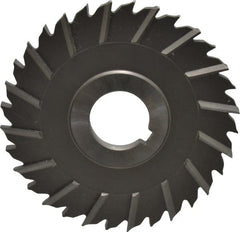 Made in USA - 4" Blade Diam x 1/4" Blade Thickness, 1" Hole, 32 Teeth, High Speed Steel Side Chip Saw - Staggered Tooth, Arbor Connection, Right Hand Cut, Uncoated - Exact Tooling