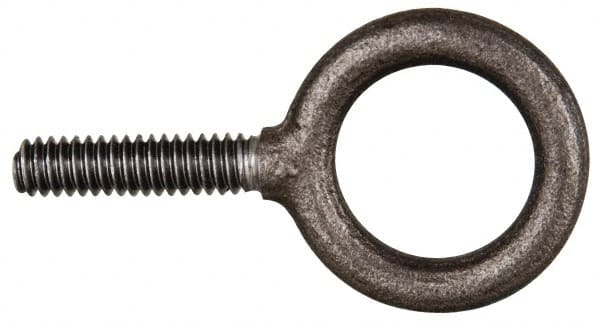 Gibraltar - 500 Lb Capacity, Steel, 1/4-20 Thread, Fixed Lifting Eye Bolt - Fully Threaded, 1" Shank, 1" Thread Length, No Shoulder - Exact Tooling