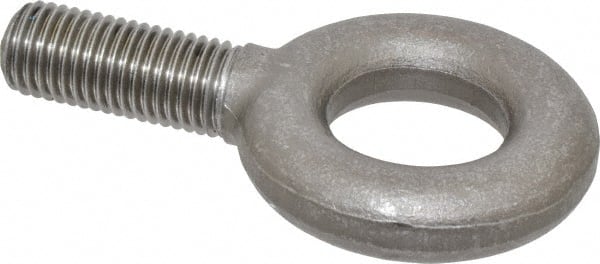 Gibraltar - 9,000 Lb Capacity, Steel, 1-8 Thread, Fixed Lifting Eye Bolt - Fully Threaded, 2-1/2" Shank, 2-1/2" Thread Length, No Shoulder - Exact Tooling