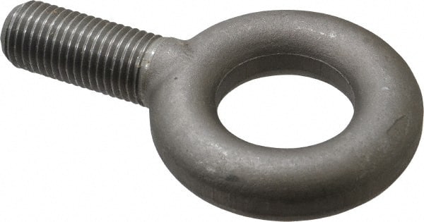 Gibraltar - 15,000 Lb Capacity, Steel, 1-1/4 - 7 Thread, Fixed Lifting Eye Bolt - Fully Threaded, 3" Shank, 3" Thread Length, No Shoulder - Exact Tooling