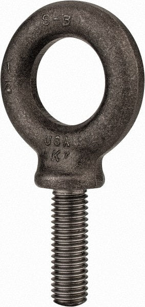 Gibraltar - 2,400 Lb Capacity, Steel, 1/2-13 Thread, Fixed Lifting Eye Bolt - Fully Threaded, 1-1/2" Shank, 1-1/2" Thread Length, Shoulder - Exact Tooling
