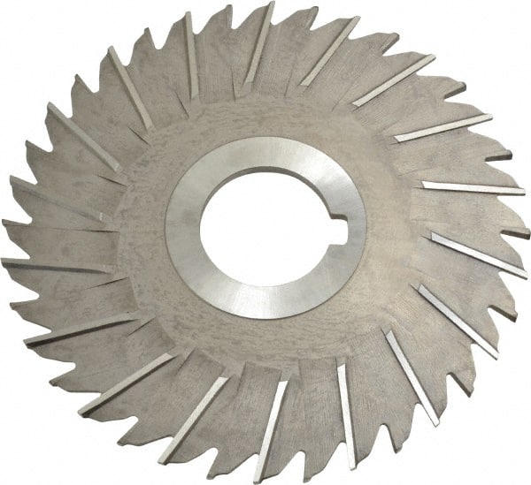 Made in USA - 5" Blade Diam x 1/8" Blade Thickness, 1-1/4" Hole, 36 Teeth, High Speed Steel Side Chip Saw - Staggered Tooth, Arbor Connection, Right Hand Cut, Uncoated - Exact Tooling