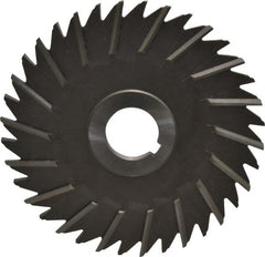 Made in USA - 5" Blade Diam x 3/16" Blade Thickness, 1" Hole, 36 Teeth, High Speed Steel Side Chip Saw - Staggered Tooth, Arbor Connection, Right Hand Cut, Uncoated, with Keyway - Exact Tooling