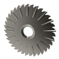 Made in USA - 5" Blade Diam x 1/4" Blade Thickness, 1" Hole, 36 Teeth, High Speed Steel Side Chip Saw - Staggered Tooth, Arbor Connection, Right Hand Cut, Uncoated, with Keyway - Exact Tooling