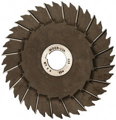 Made in USA - 6" Blade Diam x 1/8" Blade Thickness, 1" Hole, 40 Teeth, High Speed Steel Side Chip Saw - Staggered Tooth, Arbor Connection, Right Hand Cut, Uncoated, with Keyway - Exact Tooling