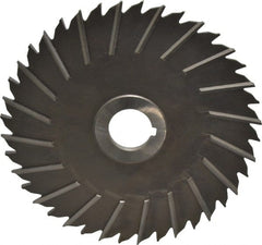 Made in USA - 6" Blade Diam x 3/16" Blade Thickness, 1" Hole, 40 Teeth, High Speed Steel Side Chip Saw - Staggered Tooth, Arbor Connection, Right Hand Cut, Uncoated, with Keyway - Exact Tooling