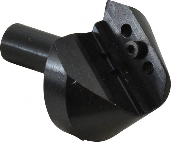 Cutting Tool Technologies - 82° Included Angle, 1.05" Max Cut Diam, 1.05mm Body Diam, 1/2" Shank Diam, 2-3/8" OAL, Indexable Countersink - 0.31" LOC, 1 Square Insert, SPGH 433 Insert Style, Positive Rake, Series PC - Exact Tooling