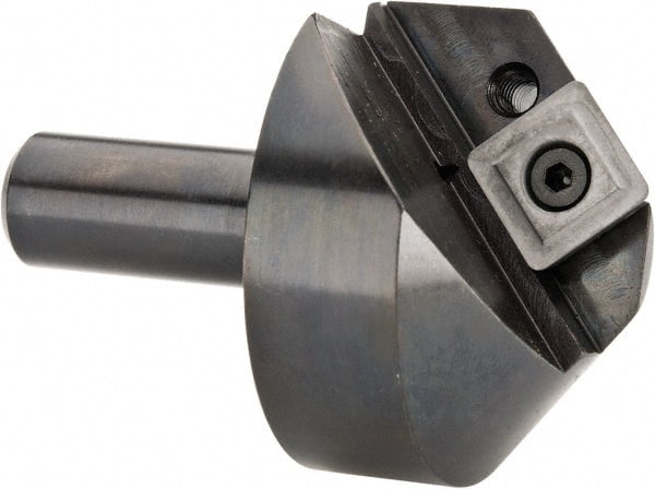 Cutting Tool Technologies - 100° Included Angle, 1.15" Max Cut Diam, 1.15mm Body Diam, 1/2" Shank Diam, 2-3/8" OAL, Indexable Countersink - 1/4" LOC, 1 Square Insert, SPGH 433 Insert Style, Positive Rake, Series PC - Exact Tooling