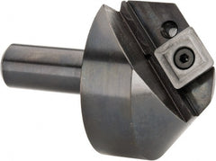 Cutting Tool Technologies - 100° Included Angle, 1.15" Max Cut Diam, 1.15mm Body Diam, 1/2" Shank Diam, 2-3/8" OAL, Indexable Countersink - 1/4" LOC, 1 Square Insert, SPGH 433 Insert Style, Positive Rake, Series PC - Exact Tooling