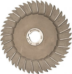 Made in USA - 8" Blade Diam x 1/4" Blade Thickness, 1-1/4" Hole, 48 Teeth, High Speed Steel Side Chip Saw - Staggered Tooth, Arbor Connection, Right Hand Cut, Uncoated, with Keyway - Exact Tooling