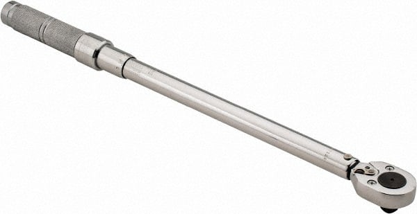 Proto - 1/2" Drive Micrometer Type Ratchet Head Torque Wrench - 40 N/m to 200 N/m Torque, 21-1/2" OAL, Ratchet Head - Exact Tooling