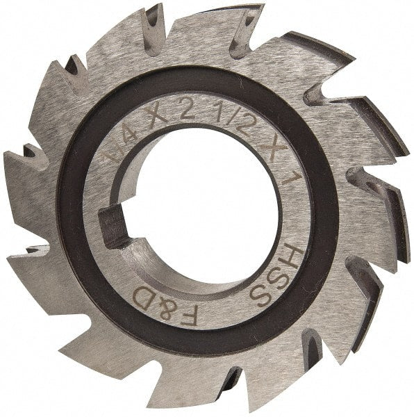 Made in USA - 1/8" Radius, 1/4" Circle Diam, 2-1/2" Diam x 0.445" Wide Cut, High Speed Steel Concave Radius Cutter - 2-1/2" OAL, Arbor Connection, Uncoated, Form Relieved, 10 Teeth - Exact Tooling