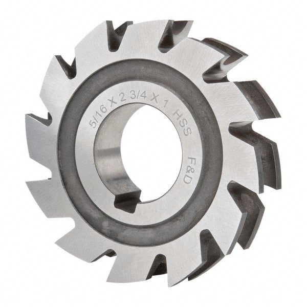 Made in USA - 5/32" Radius, 5/16" Circle Diam, 2-3/4" Diam x 0.572" Wide Cut, High Speed Steel Concave Radius Cutter - 2-3/4" OAL, Arbor Connection, Uncoated, Form Relieved, 10 Teeth - Exact Tooling