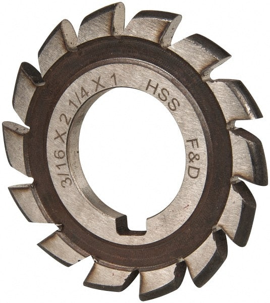 Made in USA - 3/16" Radius, 3/16" Circle Diam, 2-1/4" Cutter Diam, Arbor Connection, Convex Radius Cutter - High Speed Steel, Uncoated, Form Relieved, 14 Teeth - Exact Tooling