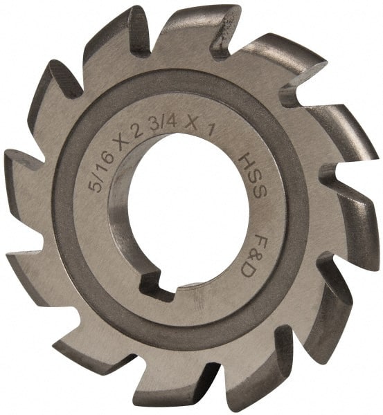 Made in USA - 5/32" Radius, 5/8" Circle Diam, 2-3/4" Cutter Diam, Arbor Connection, Convex Radius Cutter - High Speed Steel, Uncoated, Form Relieved, 12 Teeth - Exact Tooling