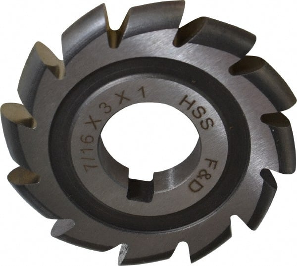 Made in USA - 7/32" Radius, 7/16" Circle Diam, 3" Cutter Diam, Arbor Connection, Convex Radius Cutter - High Speed Steel, Uncoated, Form Relieved, 12 Teeth - Exact Tooling