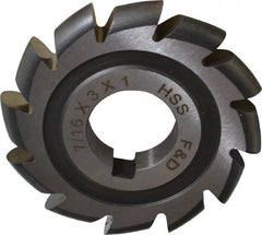 Made in USA - 7/32" Radius, 7/16" Circle Diam, 3" Cutter Diam, Arbor Connection, Convex Radius Cutter - High Speed Steel, Uncoated, Form Relieved, 12 Teeth - Exact Tooling